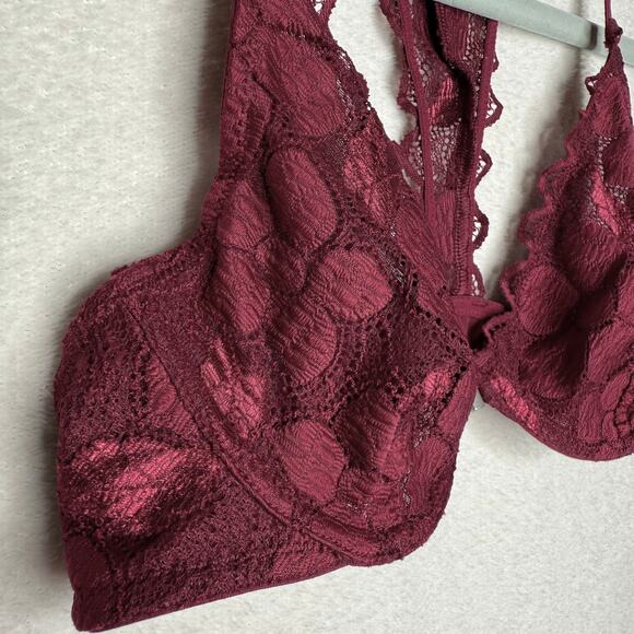 Aerie Happy Lace Floral Racerback Underwire Bralette Red Size 34A Intimates Bra - Picture 2 of 11